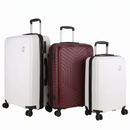 Pierre Cardin x Milleni 3-Piece Hardshell Super Light Luggage Bags Travel Suitcase - Burgundy/White