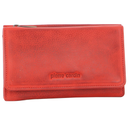Pierre Cardin Womens Soft Italian Leather RFID Purse Wallet Rustic Trifold - Red