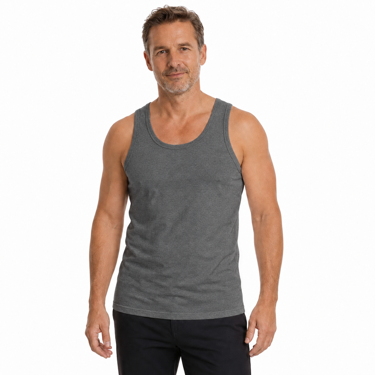 Men's Cotton Slim-Fit Singlet - Grey XL