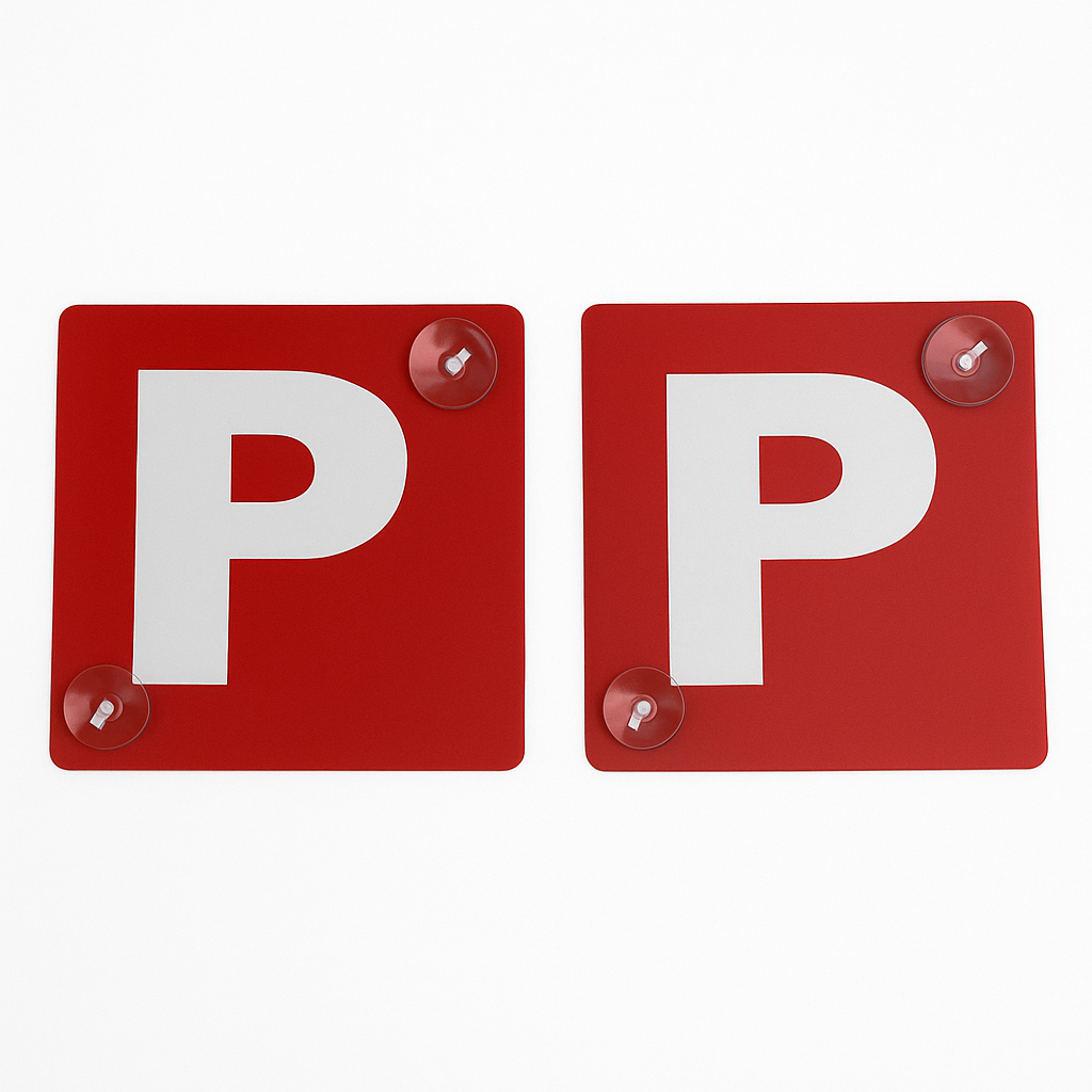 2x RED P PLATES Suction Probationary Car Window Signs for VIC/WA (Victoria & Western Australia)