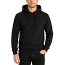 Mens Hoodie 100% Cotton Fleece Pullover Sweatshirt Warm Jumper - Black
