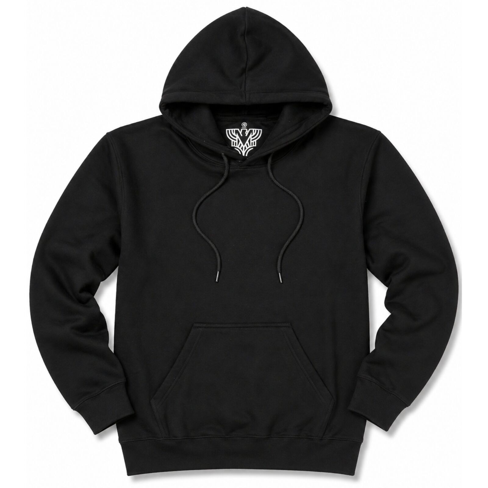 Mens Hoodie 100% Cotton Fleece Pullover Sweatshirt Warm Jumper - Black