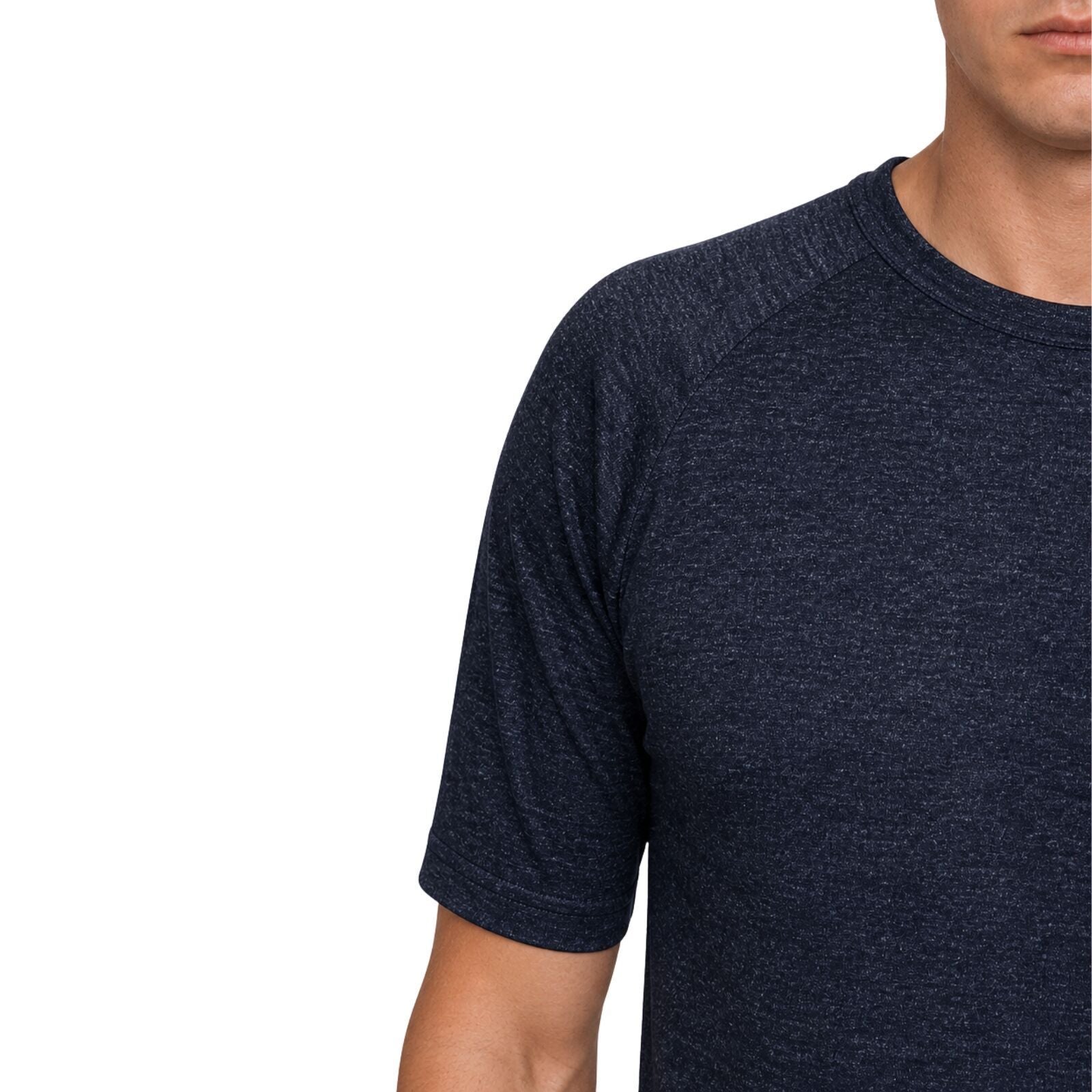 Mens Merino Wool Blend Thermal Top Short Sleeve Base Layer Warm - Black