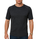 Mens Merino Wool Blend Thermal Top Short Sleeve Base Layer Warm - Black