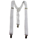 SEQUIN SUSPENDERS Unisex Adjustable Braces Clip On Elastic Y-Back - White
