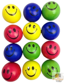 12x STRESS BALLS Hand Relief Squeeze Toy Reliever Antistress Soft Smiley MULTI
