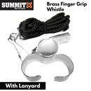 Summit Brass Finger Grip Sports Whistle w Lanyard Professional Referee Match Training