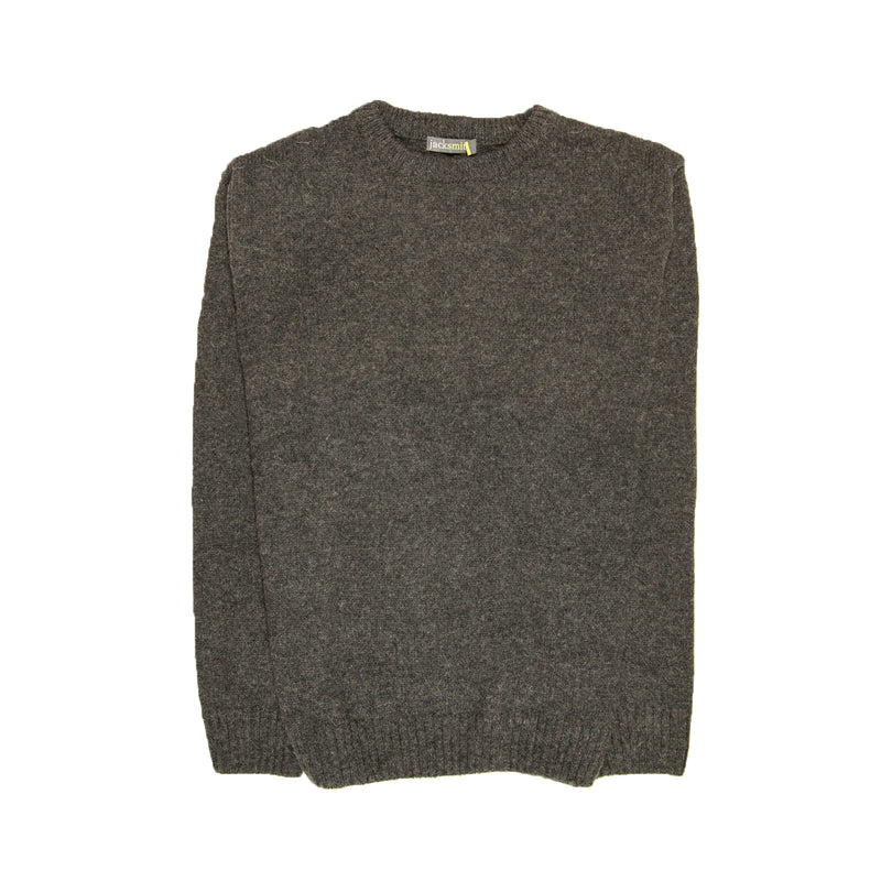 100% SHETLAND WOOL CREW Round Neck Knit JUMPER Pullover Mens Sweater Knitted - Charcoal (29) - L