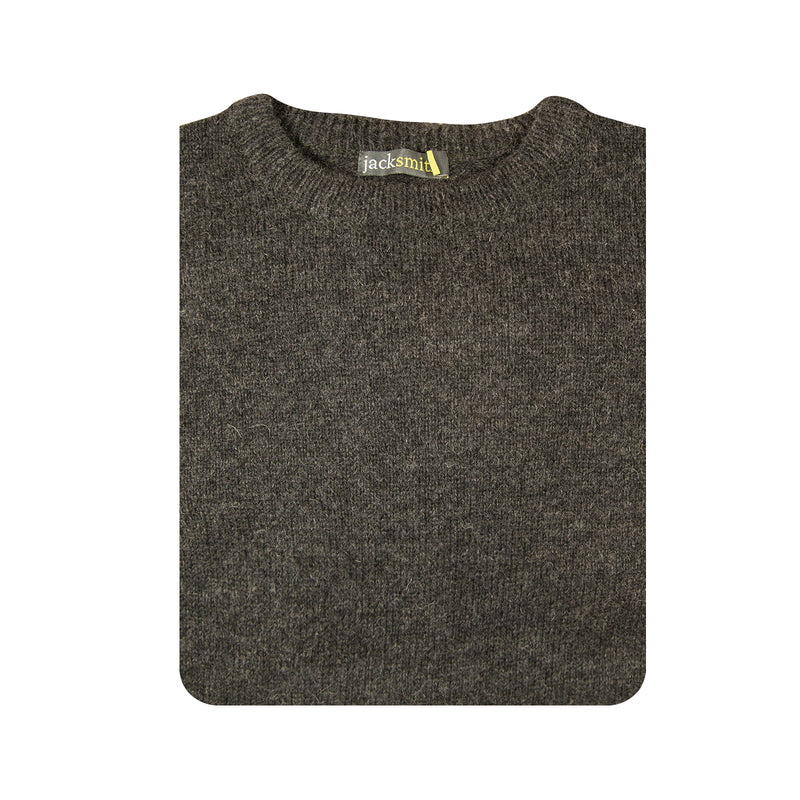 100% SHETLAND WOOL CREW Round Neck Knit JUMPER Pullover Mens Sweater Knitted - Charcoal (29) - M