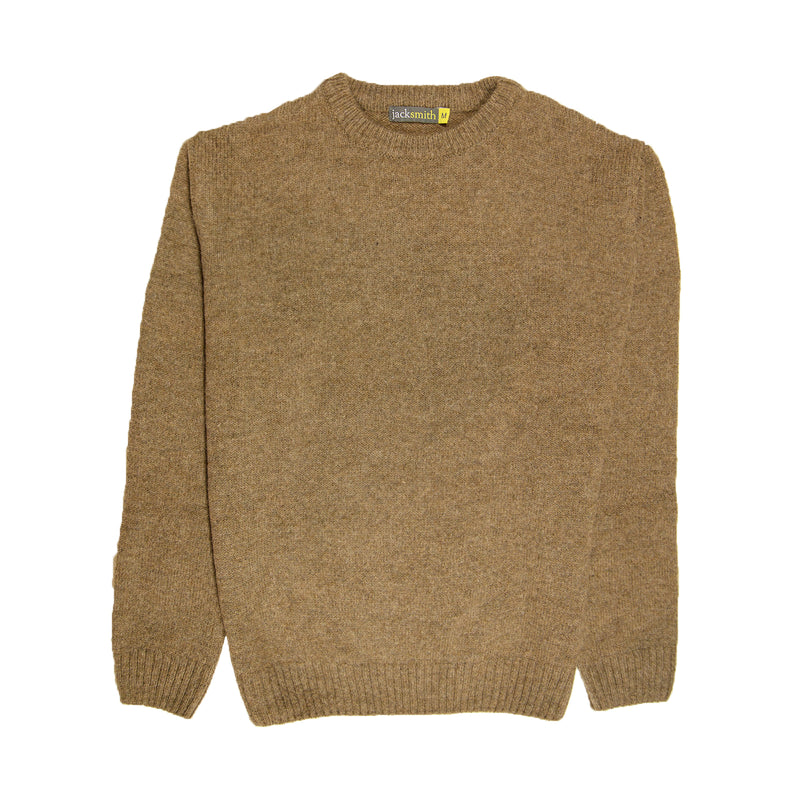 100% SHETLAND WOOL CREW Round Neck Knit JUMPER Pullover Mens Sweater Knitted - Nutmeg (23) - XXL