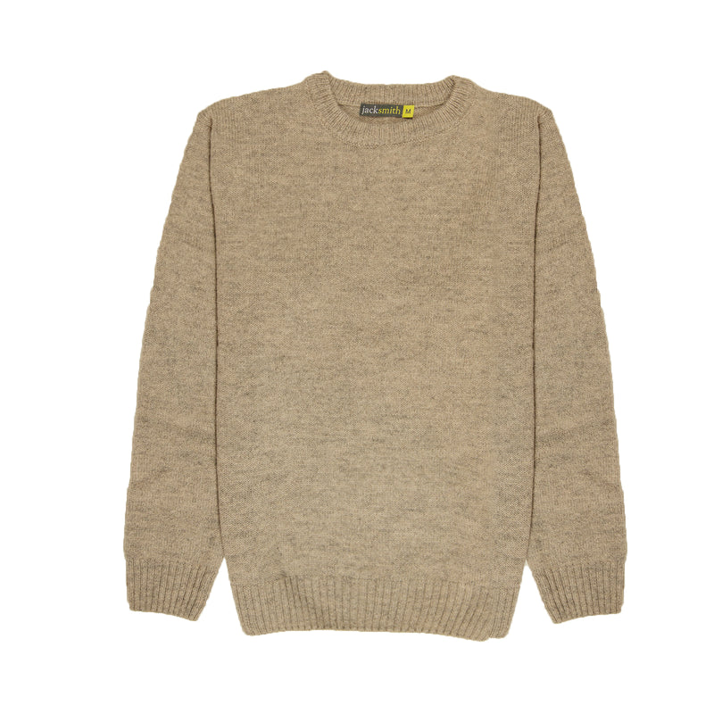 100% SHETLAND WOOL CREW Round Neck Knit JUMPER Pullover Mens Sweater Knitted - Beige (03) - 6XL