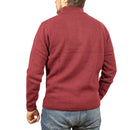 100% SHETLAND RAGG WOOL Half Zip Up Knit JUMPER Pullover Mens Sweater Knitted - Burgundy