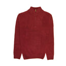 100% SHETLAND RAGG WOOL Half Zip Up Knit JUMPER Pullover Mens Sweater Knitted - Burgundy