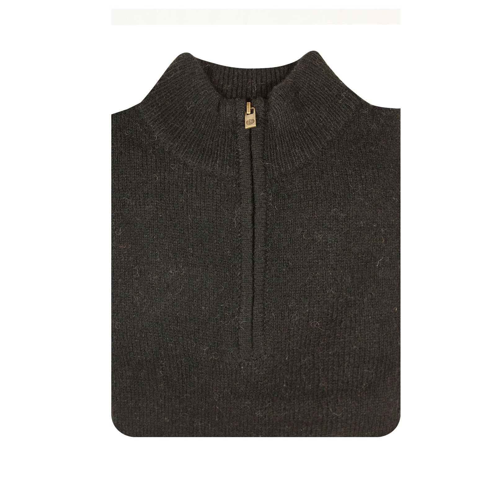 100% SHETLAND RAGG WOOL Half Zip Up Knit JUMPER Pullover Mens Sweater Knitted - Plain Black