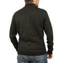 100% SHETLAND RAGG WOOL Half Zip Up Knit JUMPER Pullover Mens Sweater Knitted - Plain Black