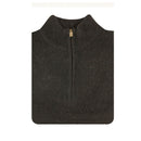 100% SHETLAND RAGG WOOL Half Zip Up Knit JUMPER Pullover Mens Sweater Knitted - Plain Black