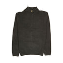 100% SHETLAND RAGG WOOL Half Zip Up Knit JUMPER Pullover Mens Sweater Knitted - Plain Black