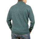 100% SHETLAND RAGG WOOL Half Zip Up Knit JUMPER Pullover Mens Sweater Knitted - Sherwood