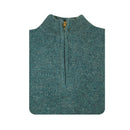 100% SHETLAND RAGG WOOL Half Zip Up Knit JUMPER Pullover Mens Sweater Knitted - Sherwood