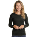 Womens Thermal Long Sleeve Top Fleece Lined Brushed Baselayer Winter - Black