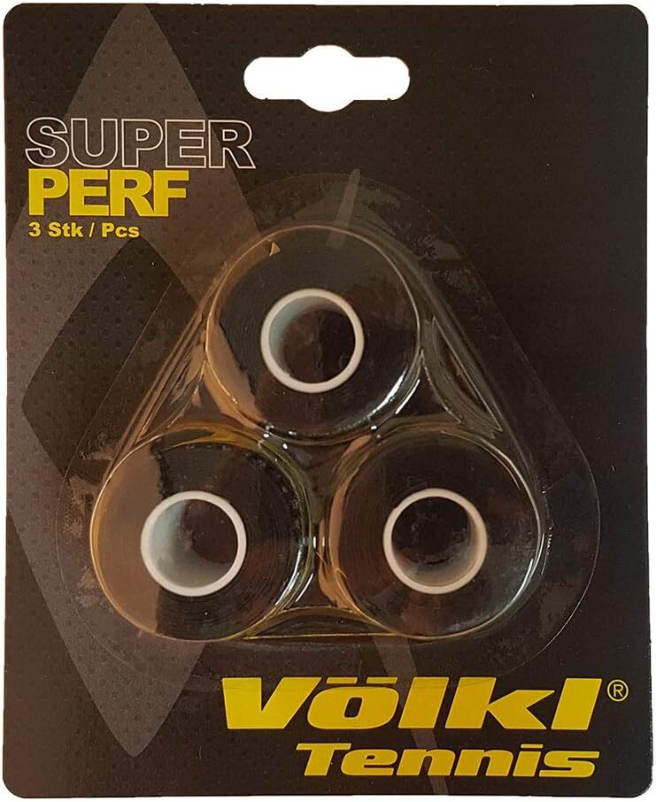 Volkl Super Perf Over Grip Overgrip Tennis Squash Badminton - 3 Pack - Black