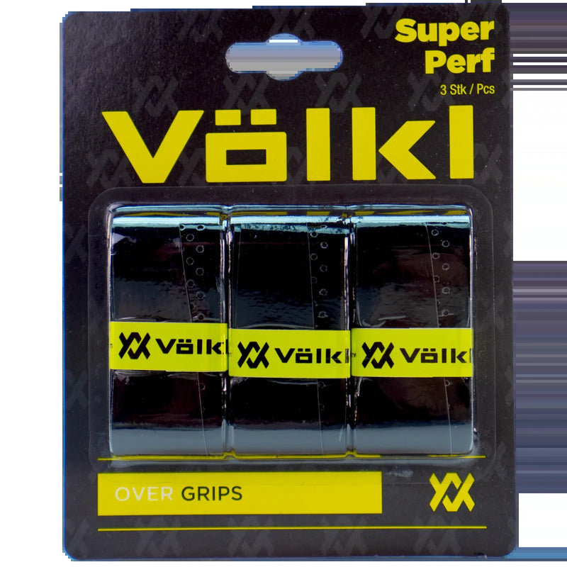 Volkl Super Perf Over Grip Overgrip Tennis Squash Badminton - 3 Pack - Black