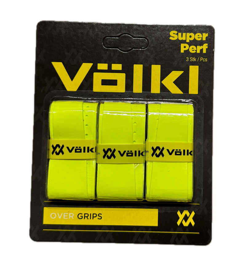 Volkl Super Perf Over Grip Neon Yellow Overgrip Tennis Squash Badminton - 3 Pack