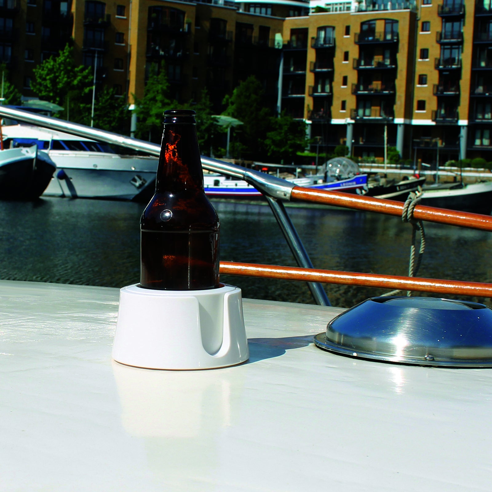 Table Coaster Anti-Spill Drink Holder Tray Couch Seat Car Office Travel - White