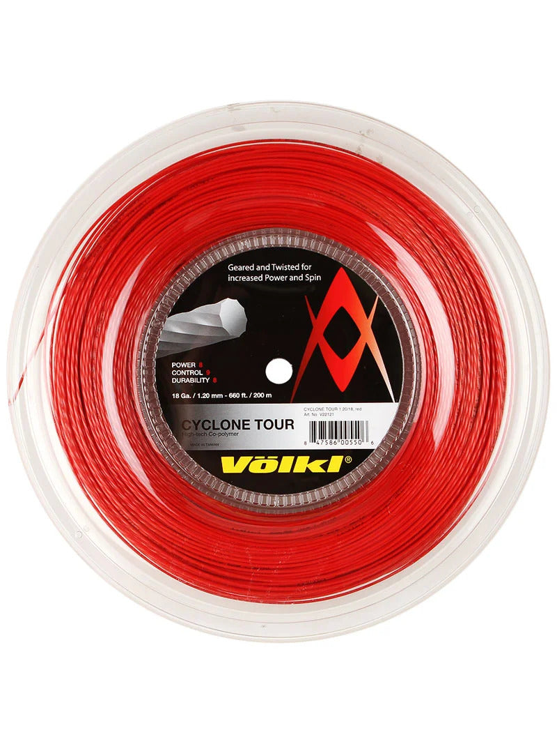 Völkl Cyclone Tour 200m Reel Tennis Racquet Strings 18g / 1.20mm - Red