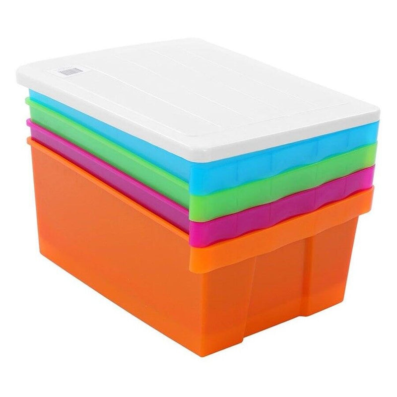 MEGA 4 Tier Drawer Storage Organiser Plastic Level Office Box Cabinet in Black/White