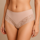 Womens Lace Boyshort Boyleg Full Briefs Underwear Undies in Beige