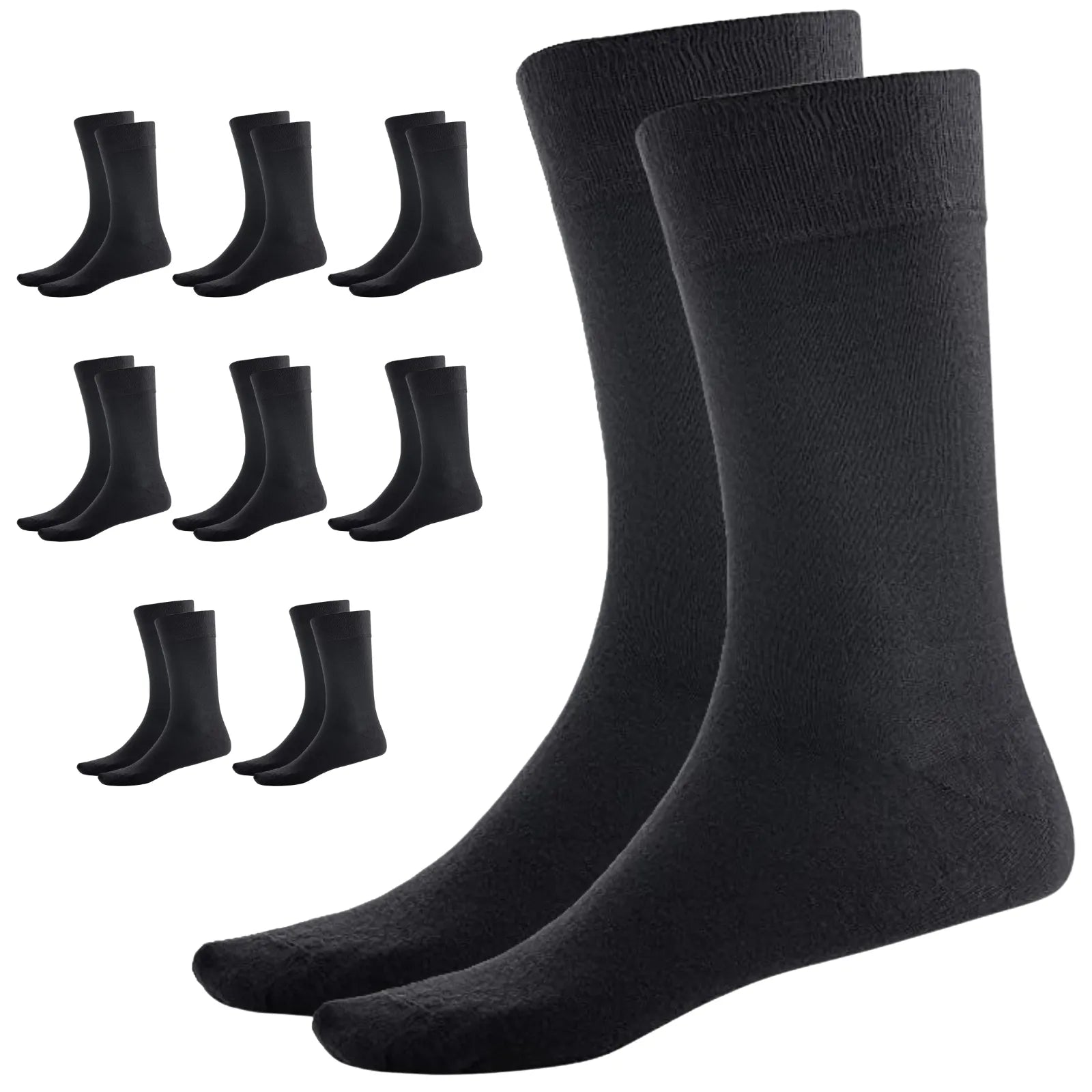 9 Pairs BAMBOO SOCKS Crew Natural Eco Healthy Enviro Unisex Work Business BULK - Black