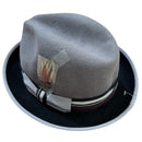 100% Wool Trilby Hat in Grey/Black with Feather