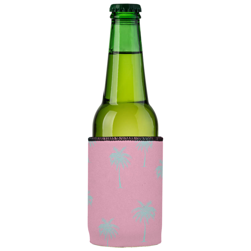Palm Trees Aqua Pink Stubby Cooler 2-Pack - Standard