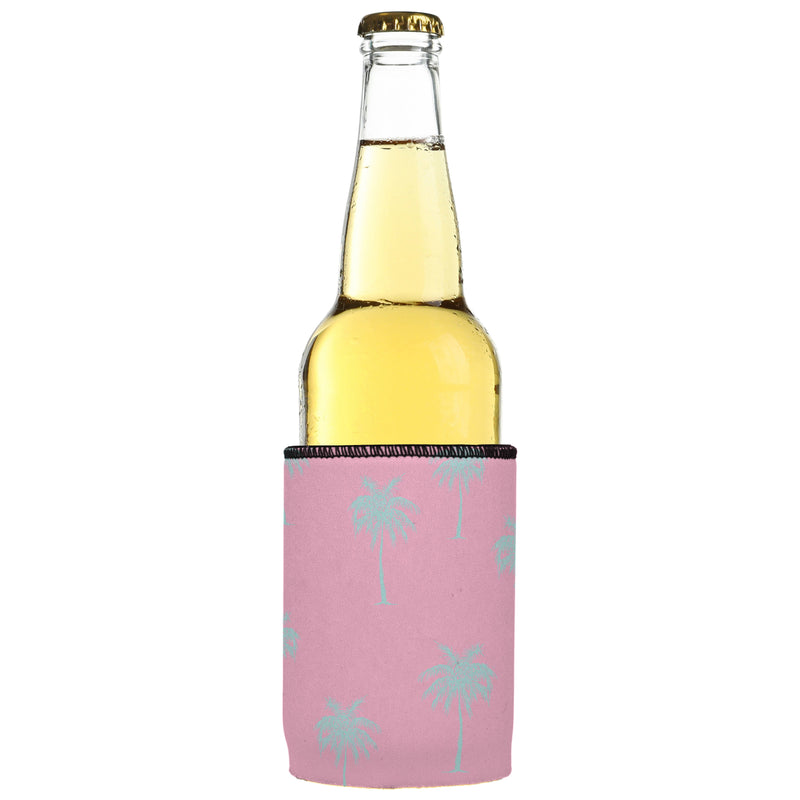 Palm Trees Aqua Pink Stubby Cooler - Standard
