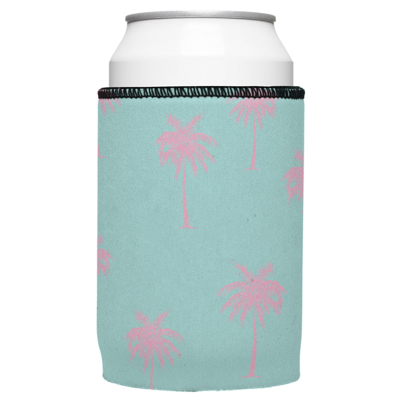 Palm Trees Pink Aqua Stubby Cooler - Standard