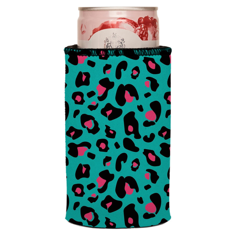 Teal Leopard Pattern Stubby Cooler - Standard