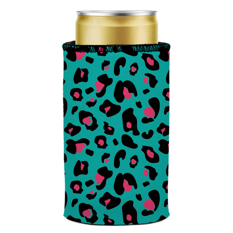 Teal Leopard Pattern Stubby Cooler - Standard