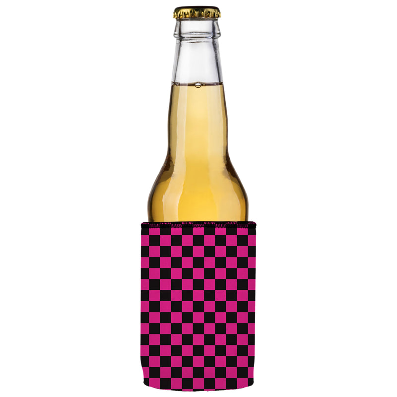 Pink Checkerboard Stubby Cooler 2-Pack - Standard