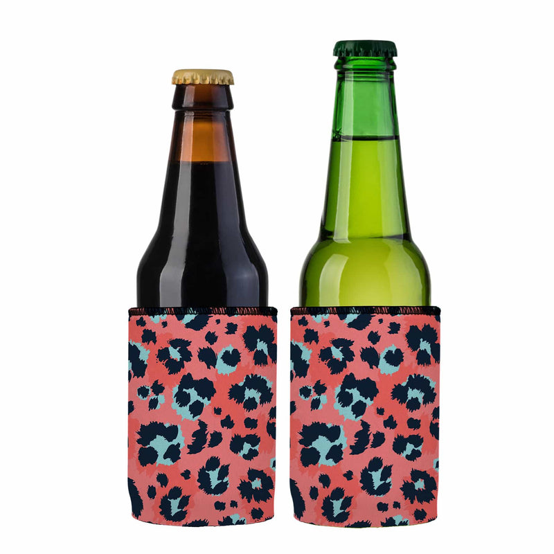 Coral Leopard Print Stubby Cooler 2-Pack - Standard