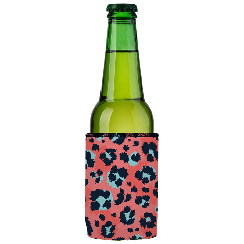 Coral Leopard Print Stubby Cooler 2-Pack - Standard