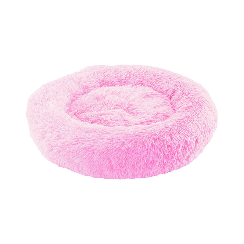 XL-70cm pink PawfectFriend Dog Pet Cat Calming Bed Plush Beds Large Fluffy Donut Comfy Cushion Puppy Mat