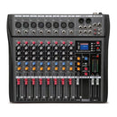 Hridz CT-80S Professional Audio Mixer – 8 Channels Bluetooth USB Mixer with Effects, 48V Phantom Power, and Built-in Sound Card, 8 Channels Audio Sound Mixer Mixing DJ Console USB with 48V Phantom Power