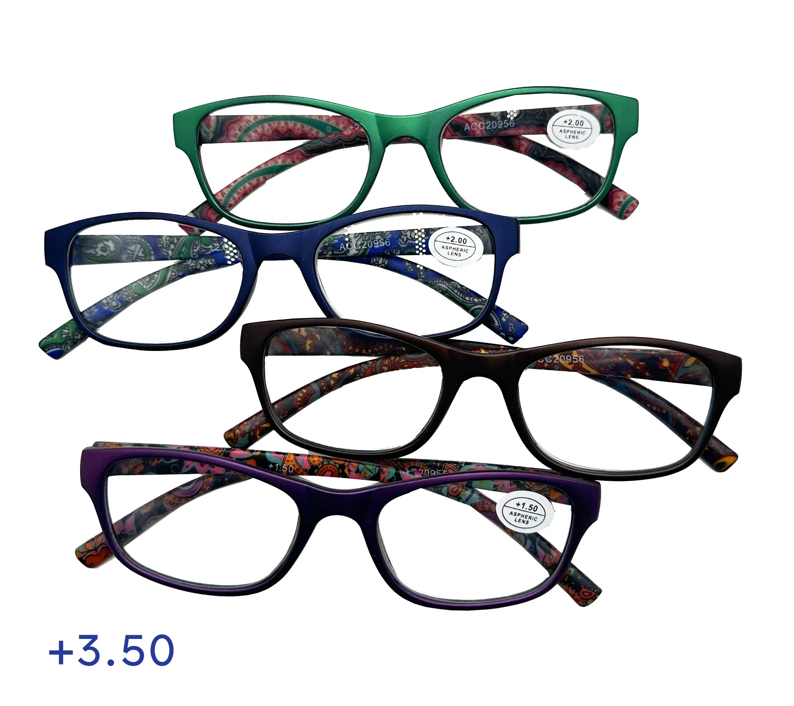 Bulk 24 Paisley Print Reading Glasses +3.5