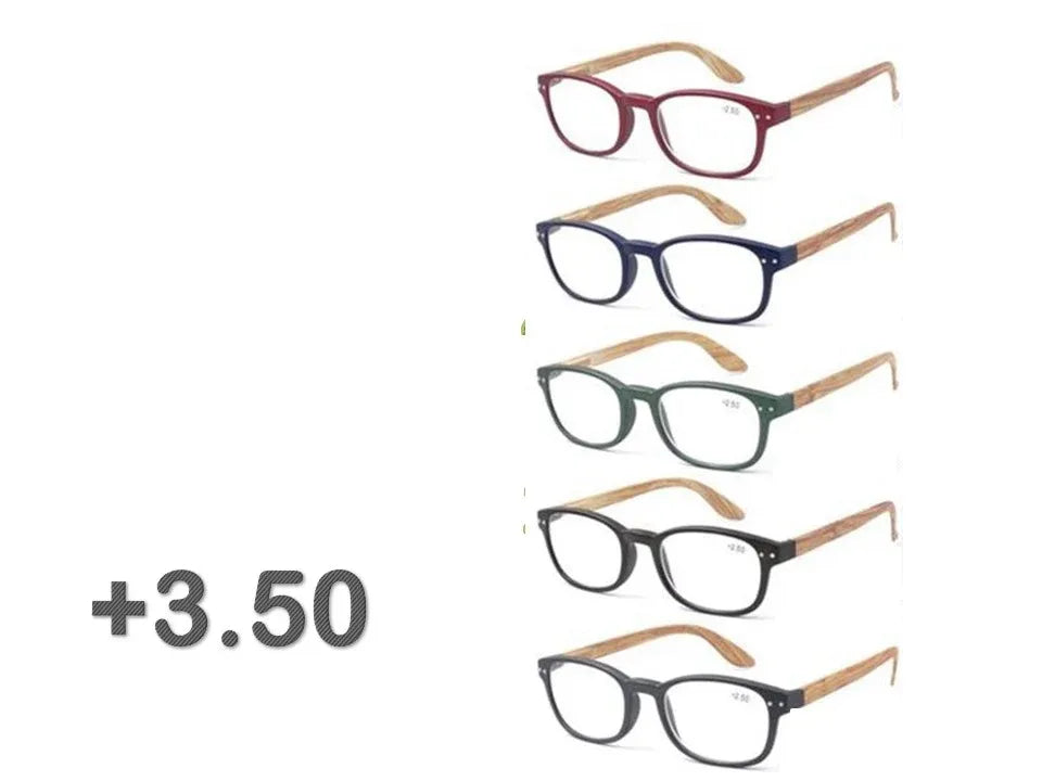 Bulk 24 Bamboo Look Arm Reading Glasses +3.5