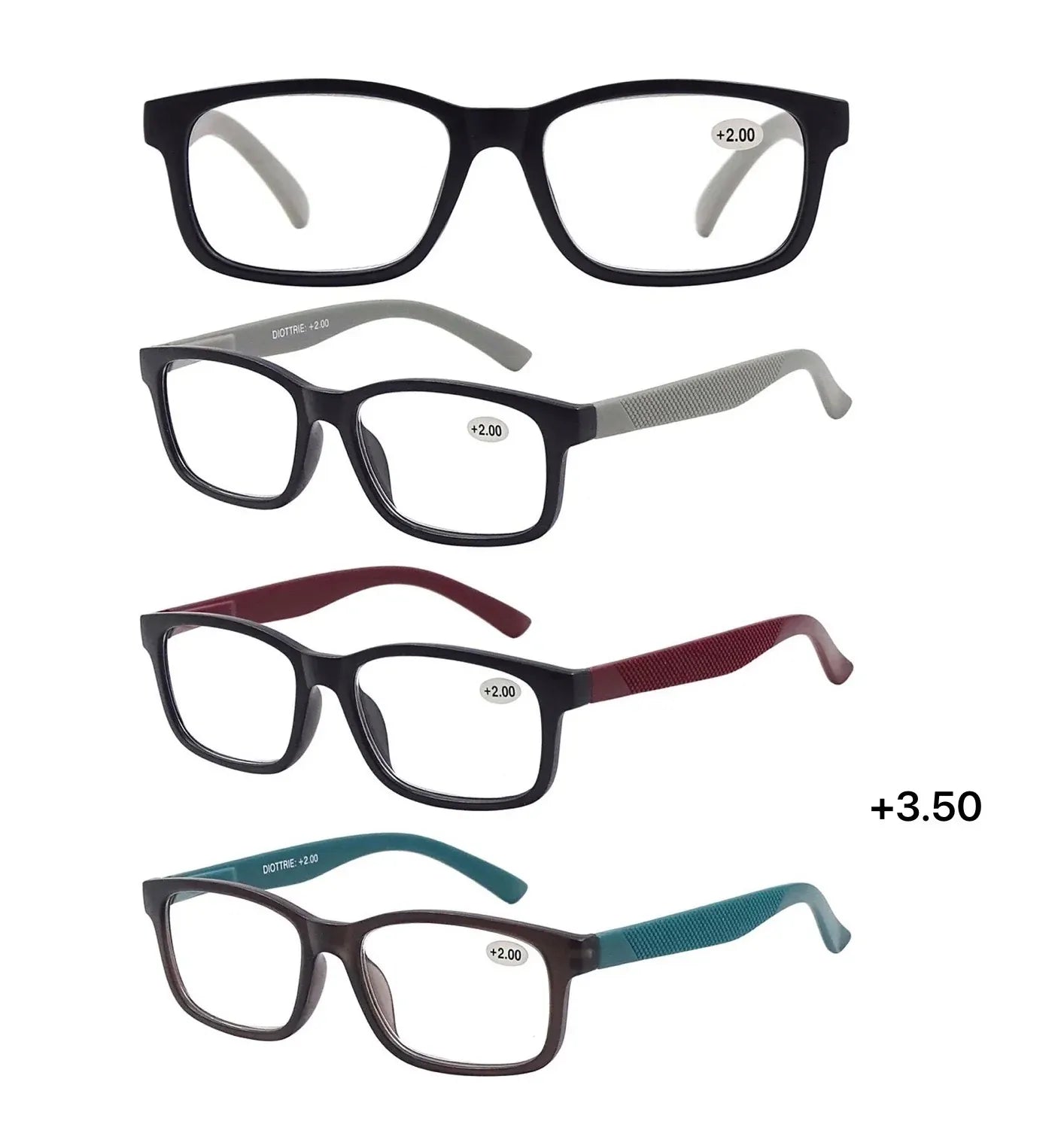 Bulk 24 Stylish Reading Glasses +3.50 Spring Hinge