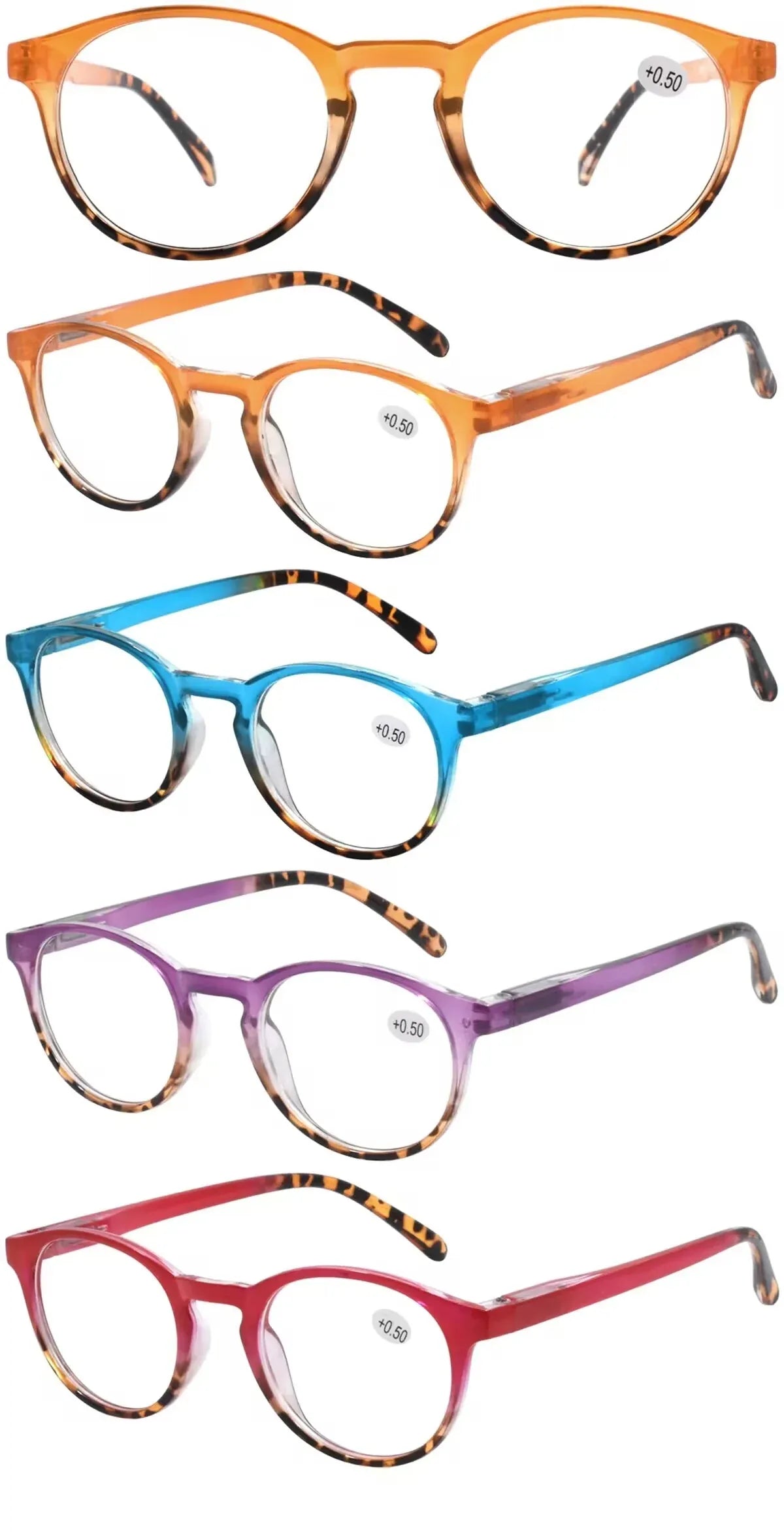 Bulk 24 Tortoiseshell & Bright Reading Glasses +2.00 Spring Hinge