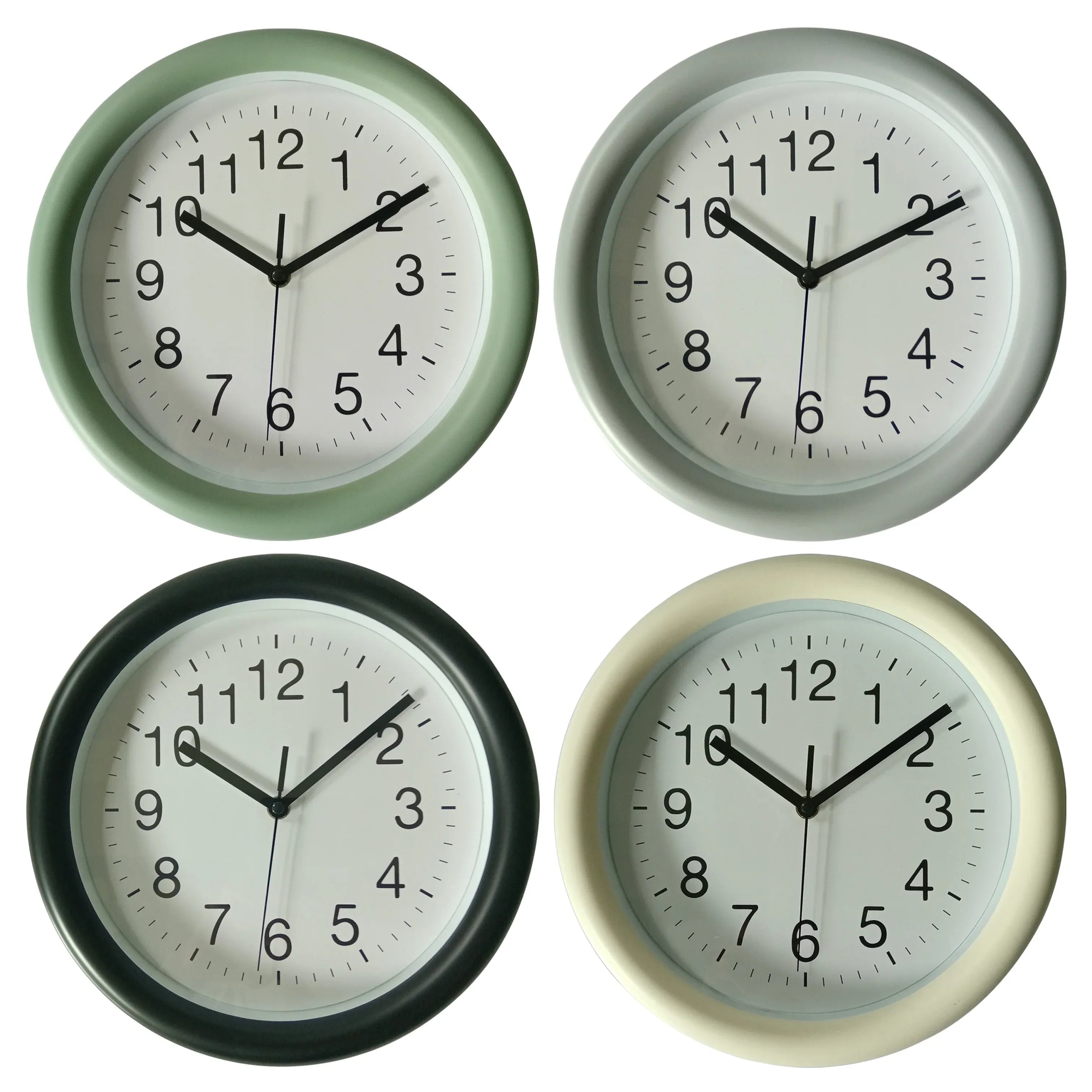 Bulk 10 Thick Plastic Wall Clock 28.8cm 11" 4 Asst