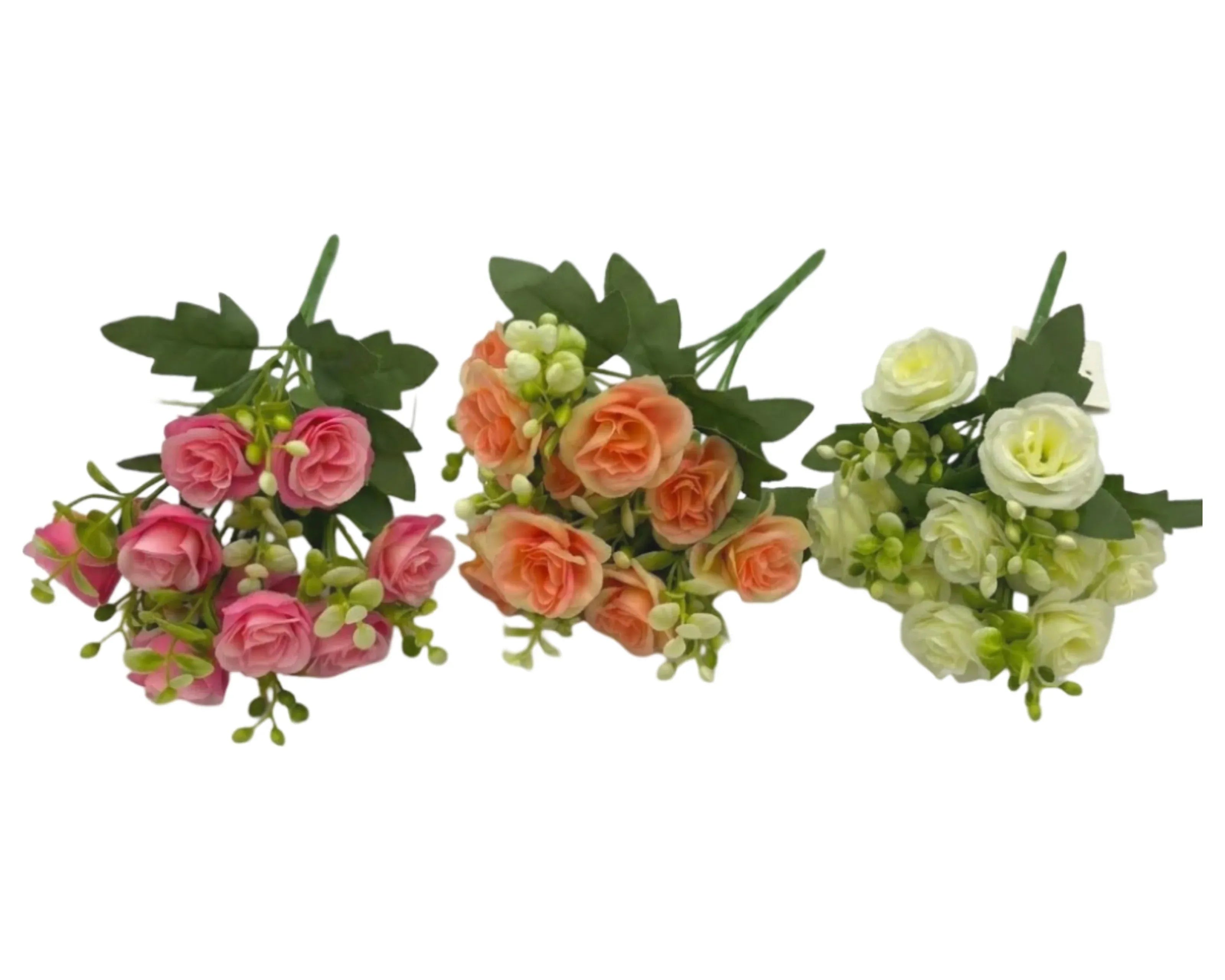 Bulk 24 Artificial Rose Bunch 31cm 3 Asst