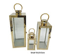 Bulk 8 Small Polish Gold Metal & Glass Lantern 10x24.5cmh
